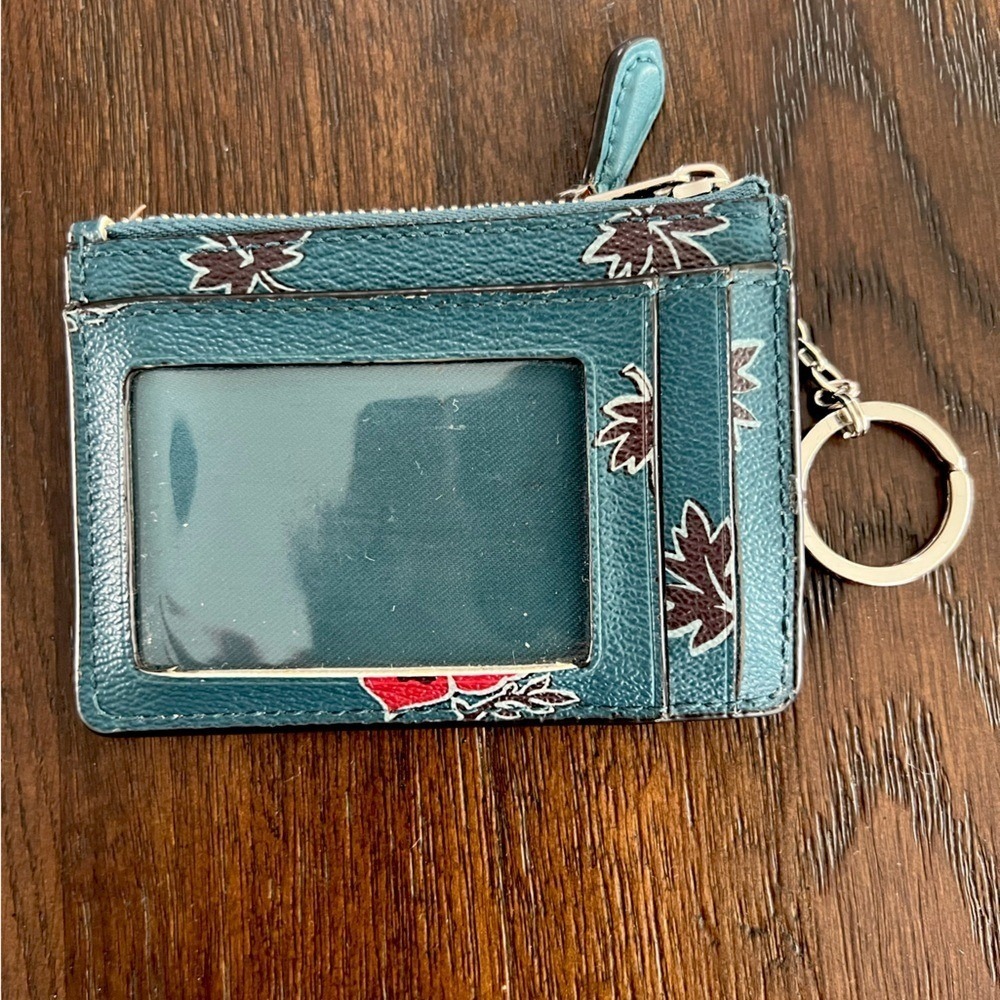 Coach Dark Teal & Wildlfower Mini Skinny ID Case - Picture 4 of 6